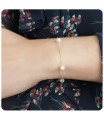 Gold Plate Cute White and Pink Pearls Silver Bracelet BRS-03-GP